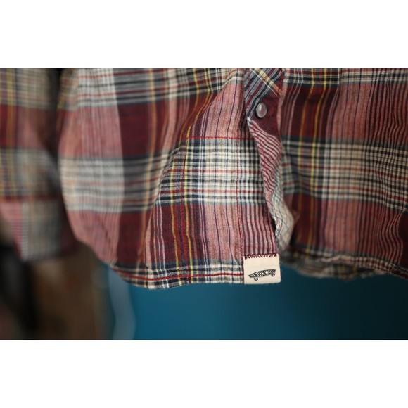 Vans Shirt Adult Small Red Check Pearl Snap Long Sleeve Skate  Casual Mens - Picture 4 of 10